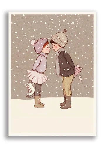 Winter Kiss, Playtime Xmas Postcard