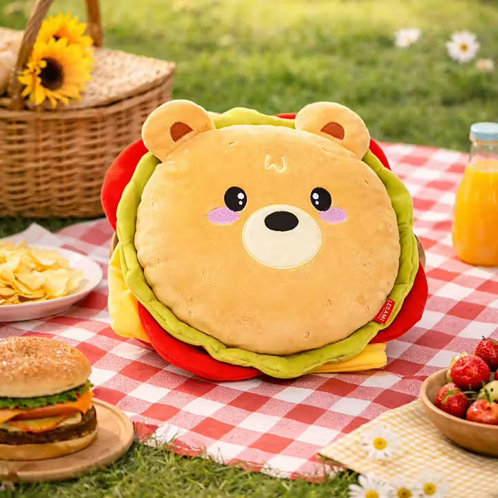 Super soft! Pillow, Teddy Bear Hamburger